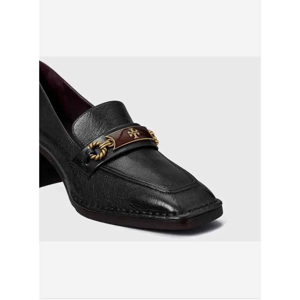 NIB Tory Burch Perrine Heel Loafers, Perfect Black, 7.5